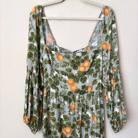 Reformation Mica Midi Dress in Orange Grove Novelty Print Spring Summer - Picture 4 of 10